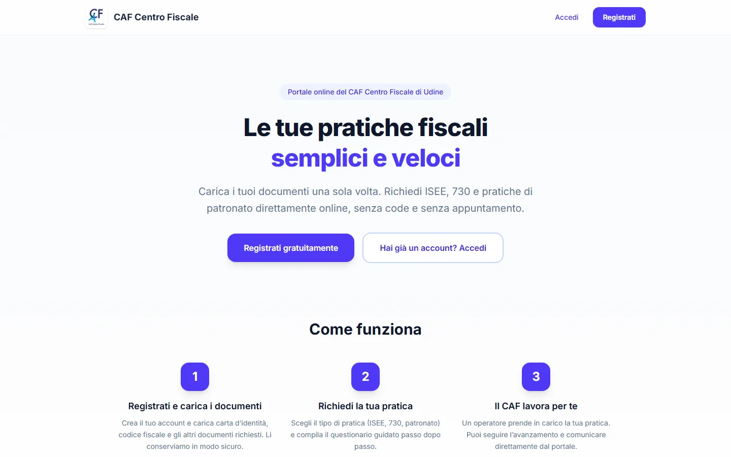 Anteprima del progetto CAF Centro Fiscale Udine (Portale pratiche)